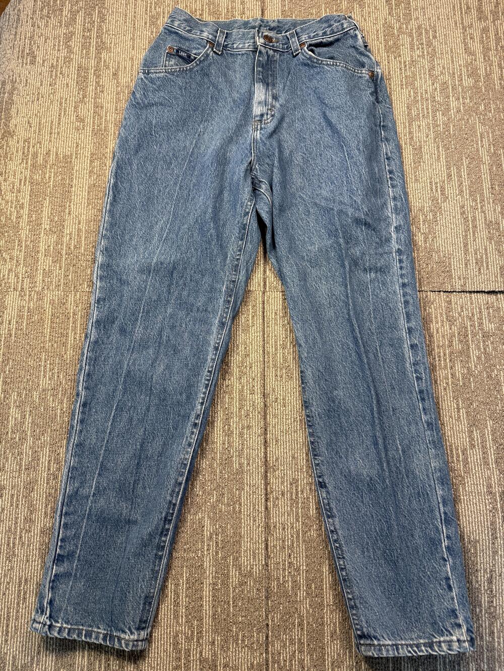 Lee Jeans Womens 8 Blue Medium Wash High Rise Tapered 100% Cotton Denim Pants